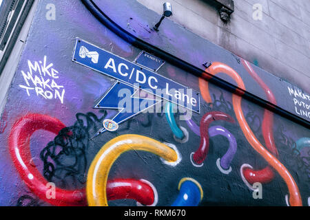 3e janvier 2019, Melbourne, Australie : AC/DC lane à Melbourne en Australie de la plaque signalétique Banque D'Images