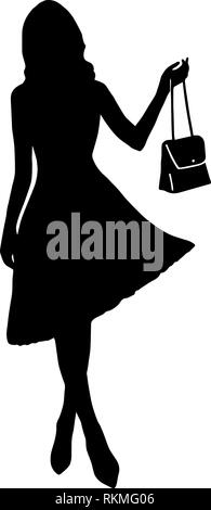 Certain jeune femme va pour le shopping silhouette vector illustration Illustration de Vecteur