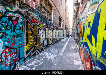 3e janvier 2019, Melbourne, Australie : Union lane un célèbre ruelle voir à Melbourne, Australie Banque D'Images