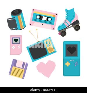 90 icônes set décennie Illustration de Vecteur
