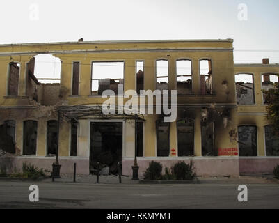 L'Ossétie du Sud, Géorgie - 22 août 2008 : les conséquences du conflit armé en Géorgie, l'Ossétie du Sud. A détruit des bâtiments et des équipements. Banque D'Images