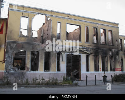 L'Ossétie du Sud, Géorgie - 22 août 2008 : les conséquences du conflit armé en Géorgie, l'Ossétie du Sud. A détruit des bâtiments et des équipements. Banque D'Images