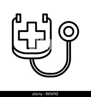 Icône stéthoscope, illustration vectorielle, les soins de contours Banque D'Images