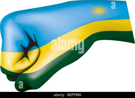 Drapeau du Rwanda et de la main sur fond blanc. Vector illustration Illustration de Vecteur