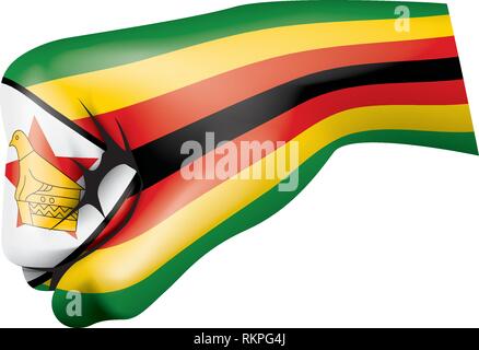 Drapeau du Zimbabwe et de la main sur fond blanc. Vector illustration Illustration de Vecteur