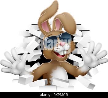 Cool Lapin Lapin de Pâques dans les tons Breaking Wall Illustration de Vecteur