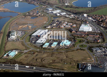 Vue aérienne du parc d'affaires à Durkar, Wakefield, West Yorkshire Banque D'Images