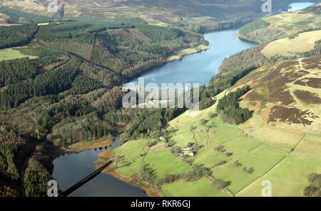 Vue aérienne de la partie supérieure du réservoir Derwent à Derbyshire Banque D'Images