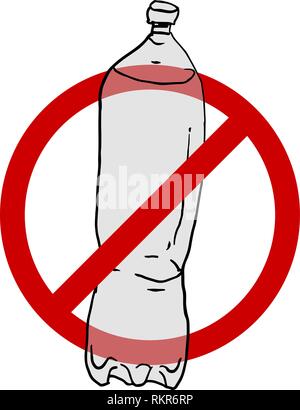 Dire non à plasticbottle. Les bouteilles en plastique dans le nier signe isolé sur fond blanc. Cesser de jeter notre terre. La Journée mondiale de l'environnement vecteur illustra Illustration de Vecteur