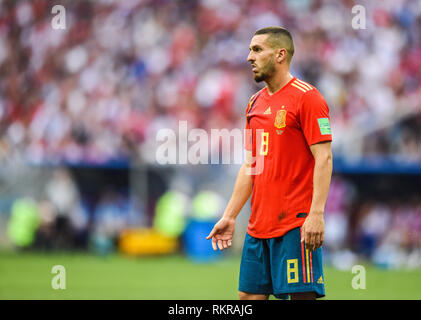 Moscou, Russie - 1 juillet 2018. Le milieu de terrain de l'équipe d'Espagne de football Koke au cours de FIFA World Cup 2018 ronde de 16 match l'Espagne contre la Russie. Banque D'Images