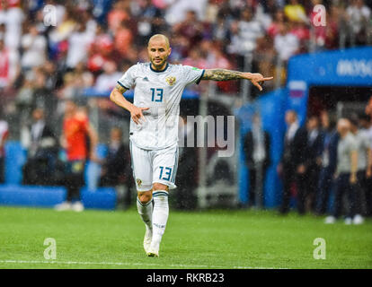 Moscou, Russie - 1 juillet 2018. Défenseur de l'équipe nationale de football russe Fedor Kudryashov durant la Coupe du Monde FIFA 2018 ronde de 16 match l'Espagne contre la Russie. Banque D'Images