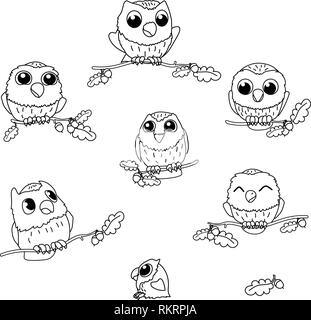 Vector cartoon animal cute owl oiseaux clipart Illustration de Vecteur
