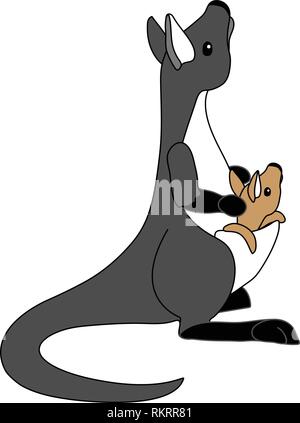 Vector cartoon animal clip art kangourou mignon Illustration de Vecteur