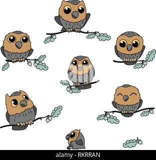 Vector cartoon animal cute owl oiseaux clipart Illustration de Vecteur