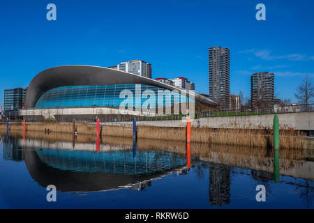 Londres, Angleterre - Février 2019 : Le centre aquatique, Queen Elizabeth Olympic Park , Stratford E20 Banque D'Images