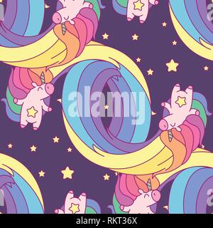 Unicorn arc-en-ciel vector art mural motif transparent Illustration de Vecteur