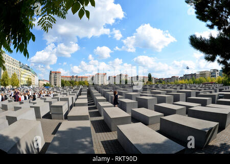 Mémorial de l'holocauste, le Mémorial aux Juifs assassinés d'Europe, l'Allemagne, Berlin. Banque D'Images