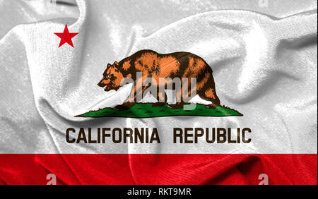 Drapeau réaliste Etat de Californie sur la surface d'un tissu Banque D'Images
