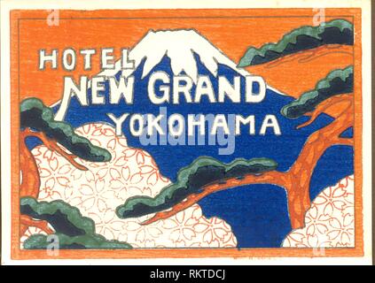 Assurance étiquette pour Hotel New Grand Yokohama, Japon, circa 1935 Banque D'Images