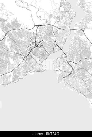 Vector la carte de la ville de Istanbul en noir et blanc Illustration de Vecteur