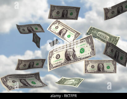 Projets de dollars qui tombe du ciel Banque D'Images