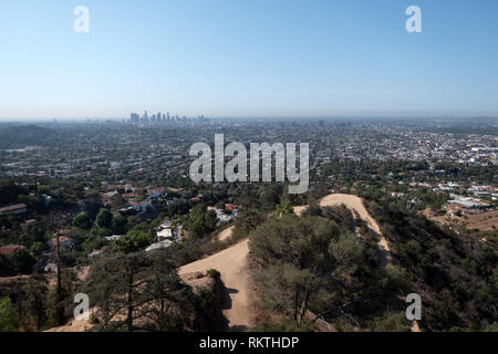 Grand angle de visualisation ultra de Los Angeles, Californie, États-Unis d'Amérique. Célèbre ville américaine sur la côte ouest nous vus de Griffith Observatory. U Banque D'Images