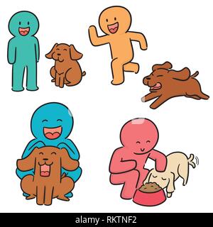 Vector set de l'homme et le chien Illustration de Vecteur