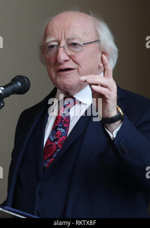 Le Président irlandais Michael D. Higgins traite d'un déjeuner d'affaires avec des organismes d'État à l'hôtel Hilton de Liverpool sur le deuxième jour d'une visite officielle au Royaume-Uni. Banque D'Images