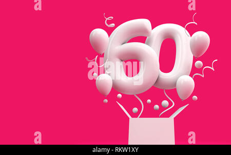 Heureux 60e anniversaire ballon surprise et fort. Le Rendu 3D Banque D'Images