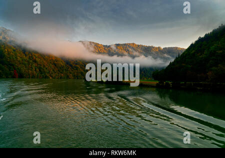 Tôt le matin, le brouillard sur le Danube Autriche Allemagne Frontière près de Erlau Banque D'Images