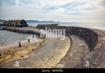 Vue de la jetée Victoria du logement de Cobb, Lyme Regis un aquarium marin. Lyme Regis. West Dorset. L'Angleterre Banque D'Images