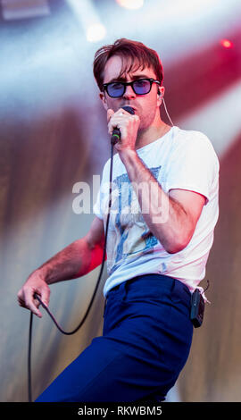 Justin Young, de l'exécution de vaccins live au Festival Latitude 2018. Banque D'Images