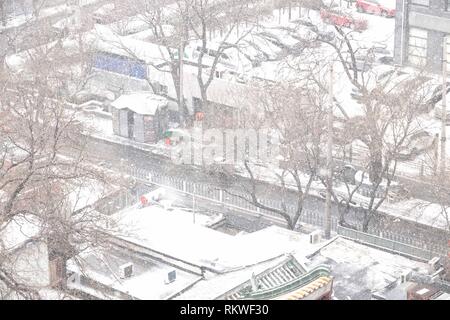 (190212) -- BEIJING, 12 février 2019 (Xinhua) -- takne Photo le 12 février 2019 présente le paysage enneigé à Beijing, capitale de la Chine. Une chute de neige a frappé Beijing mardi. (Xinhua/Zhang Yanhui) Banque D'Images