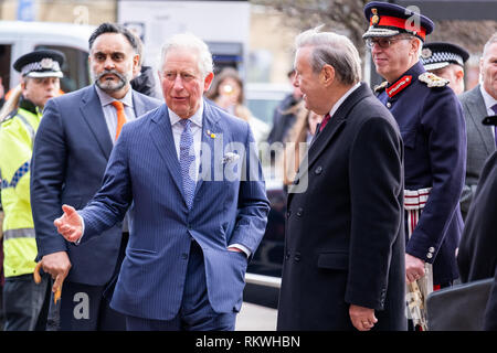 Liverpool, Royaume-Uni. 12 Février 2019 : le Prince de Galles visite du Royal Albert Dock de Liverpool dans le cadre de sa visite dans la ville le mardi 12 février 2019. Son Altesse Royale est de visiter le Royal Albert Dock pour célébrer le Dock de neuf statut royal, qui a été décerné en 2018. Le Dock célébrera son 175e anniversaire en 2021. Crédit : Christopher Middleton/Alamy Live News Banque D'Images