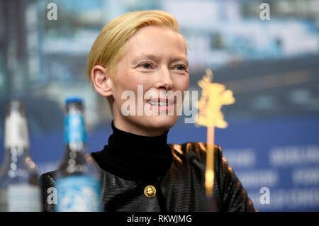 Berlin, Allemagne. 12 Février, 2019. Tilda Swinton au cours de la 'Le Souvenir' conférence de presse à la 69e Festival International du Film de Berlin/Berlinale 2019 à l'hôtel Grand Hyatt le 12 février 2019 à Berlin, Allemagne. Credit : Geisler-Fotopress GmbH/Alamy Live News Banque D'Images