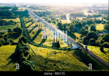 Pont ferroviaire de Lyduvenai, Lituanie Banque D'Images