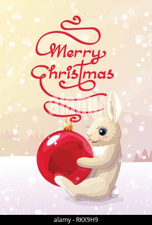 Joyeux Noël vecteur mignon de Noël carte postale d'hiver Illustration de Vecteur