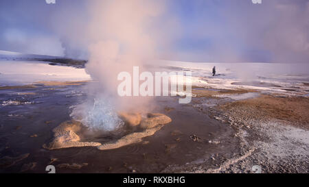 Sources d'eau chaude géothermique, Hveravellir, Islande Banque D'Images