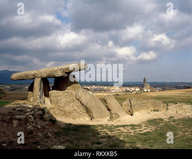 Espagne, Pays Basque, de l'Alava province, Elvillar. Chabola de la Hechicera dolmen. Banque D'Images