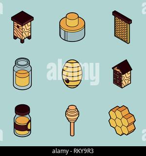 Télévision miel isométrique contour des icônes. Illustration vectorielle, EPS 10 Illustration de Vecteur