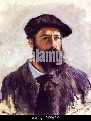 Claude Monet, (1840-1926), autoportrait en béret, peinture à l'huile sur toile, 1886 Banque D'Images