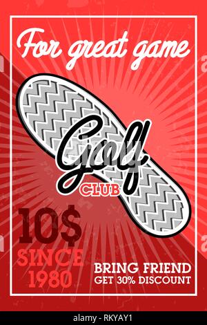 Club de golf vintage couleur bannière. Championnat de golf, équipement de golf et l'équipement d'un insigne logo. Illustration vectorielle, EPS 10 Illustration de Vecteur