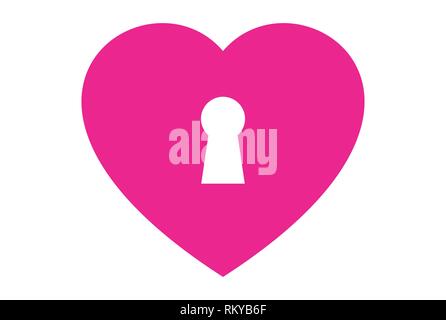 Logo heart love Lock icon concept vecteur modèle plat Banque D'Images