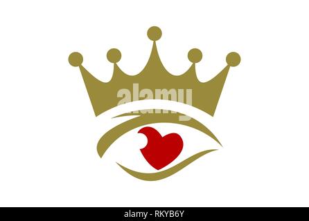 Eye love or king concept vecteur icône logo design plat Banque D'Images