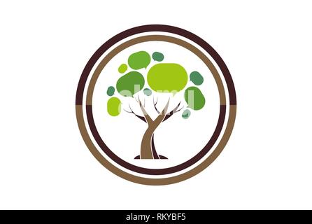 Arbre généalogique social résumé vecteur icône logo design plat concept Banque D'Images