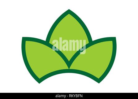 Trois feuilles vert icône logo vector concept design plat Banque D'Images