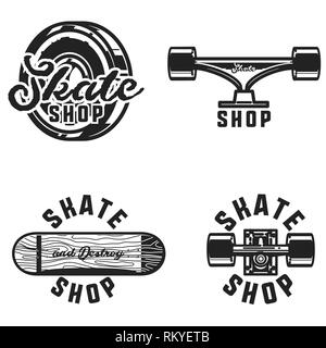 Vintage skate shop emblèmes. Illustration vectorielle, EPS 10 Illustration de Vecteur