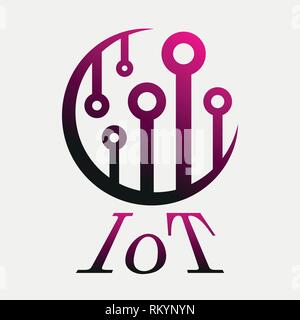 Icône simple pour représenter l'Internet des Objets le concept de l'ITO. Un réseau d'objecs tels que les périphériques connectés à l'autre sur l'internet. Isolé sur Illustration de Vecteur