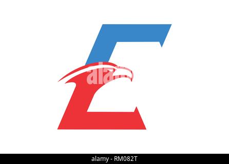 Icône de concept de logo lettre E aigle Illustration de Vecteur