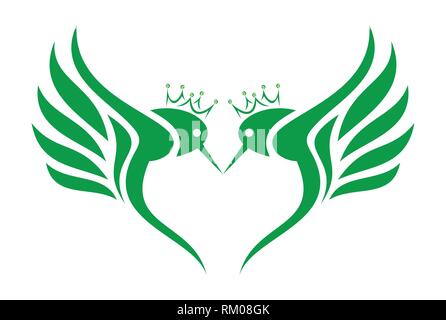 Lettre abstraite M King Hummingbirds logo Illustration de Vecteur